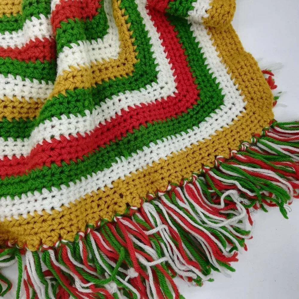 Vintage Granny Square Crochet Rectangle Afghan